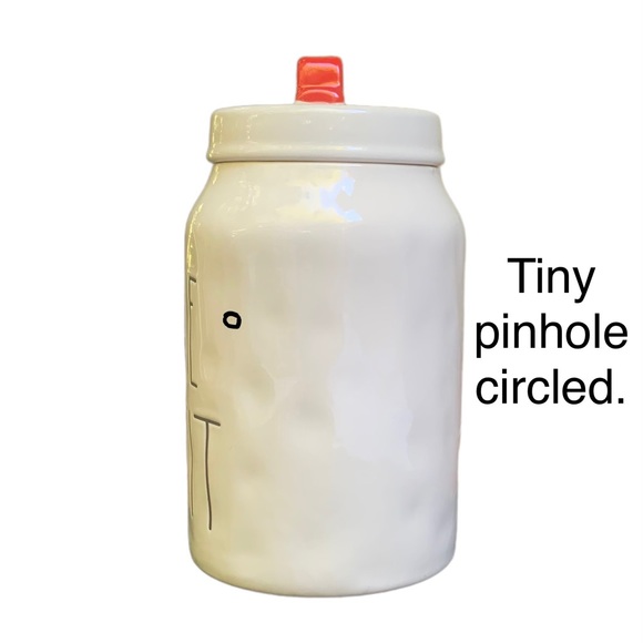 Rae Dunn BONE APPETIT Dog Treat Canister White Black Letters Dimples NWT 2017 OG - Picture 3 of 13